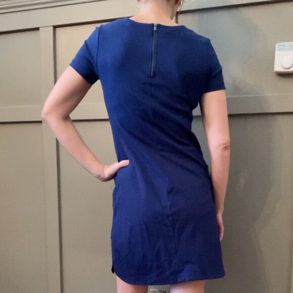 BANANA Republic Seamed Knit Sheath Dress With Pockets Blue Size 0 - Picture 9 of 10